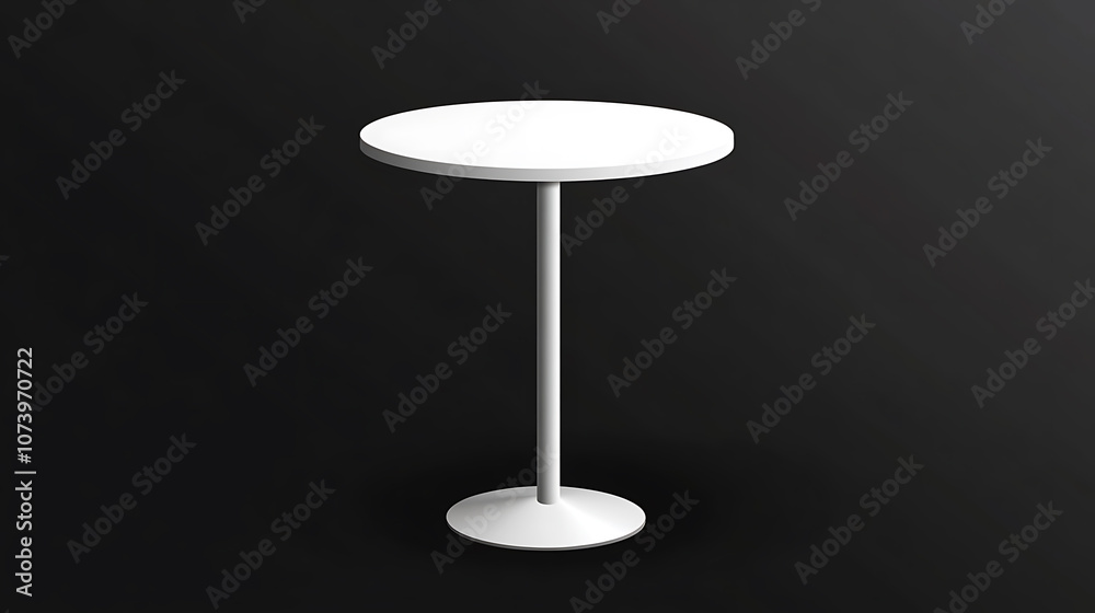 A blank white cocktail table, presented as a realistic vector mockup, suitable for trade show promotional round counter display stands and design templates A blank white cocktail table, presented as a realistic vector mockup, suitable for trade show promotional round counter display stands and design templates