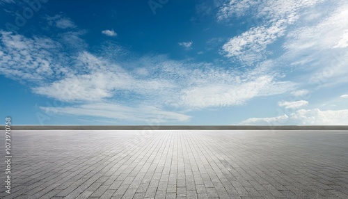 blue sky landscape background with nice clouds and empty concrete floor