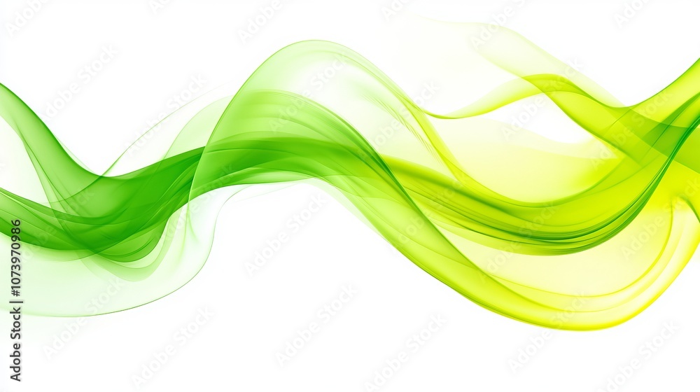 An abstract depiction of a bright lime-colored wave flowing gracefully across a white background. An abstract depiction of a bright lime-colored wave flowing gracefully across a white background.