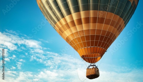 close up hot air balloon on blue sky background