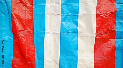 Wallpaper Mural A red, white and blue striped tarp with vertical stripes of varying sizes, creating an abstract pattern Torontodigital.ca