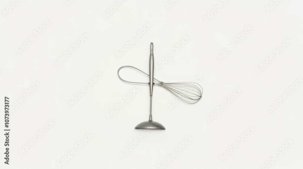 Obraz premium Retro Kitchen Utensils - Egg Beater and Whisk on White Background
