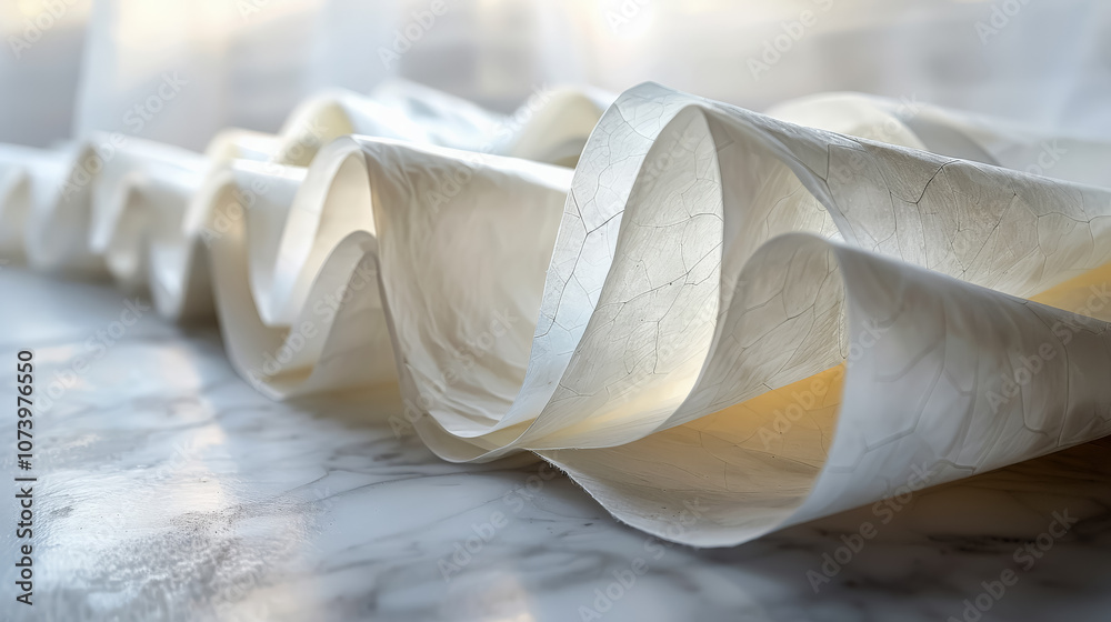 White wall with a pile of paper on top of it. White wall with a pile of paper on top of it.
