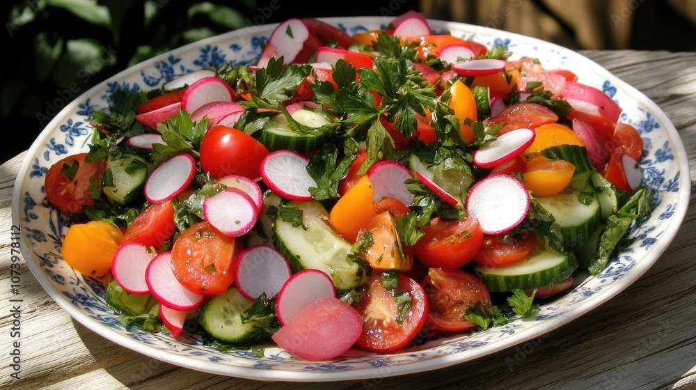 Fresh Vibrant Vegetable Salad with Radishes and Lettuce Fresh Vibrant Vegetable Salad with Radishes and Lettuce