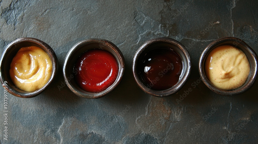 Assortment of Condiments in Small Bowls