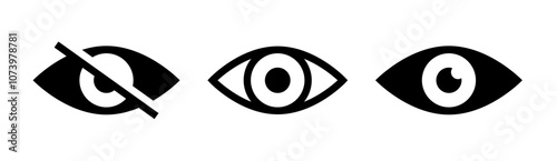 Eye password hidden view private vector icon. Hidden eye password look web icon design.