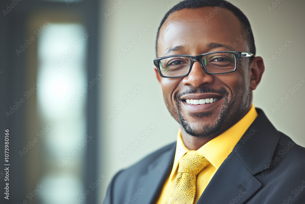 Fototapeta premium portrait of a cheerful smiling businessman with modern glasess