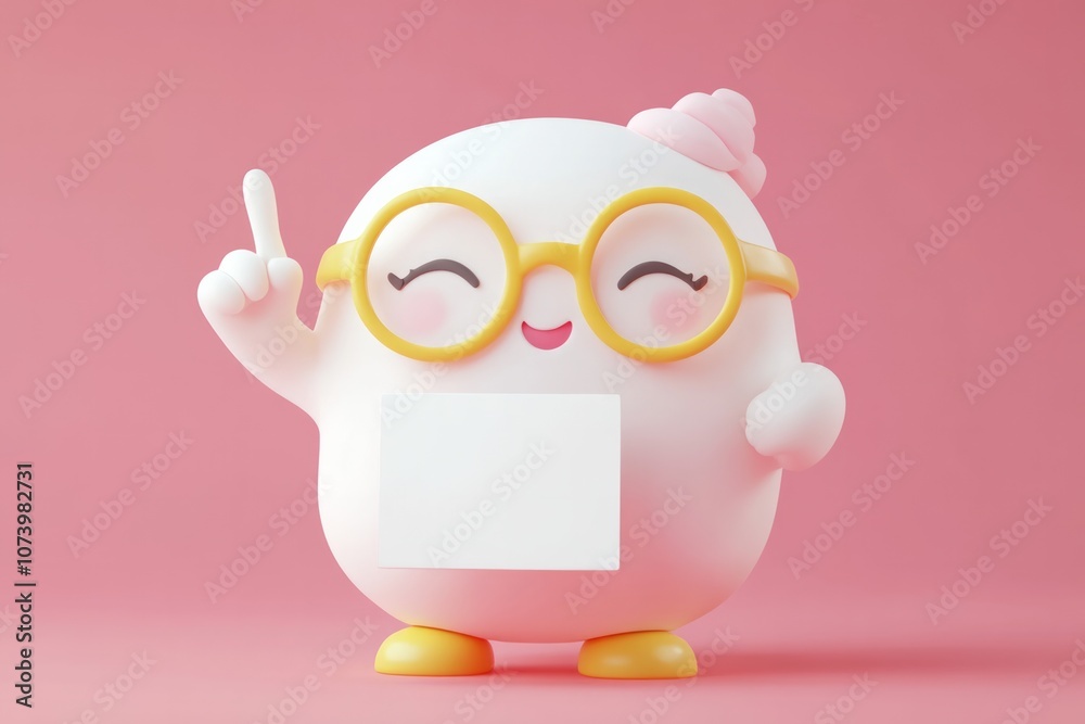 Fototapeta premium animal character holding empty white paper