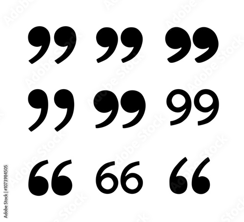 Quotation mark icons. Quotation marks different shapes symbol punctuation writing retro typography icon