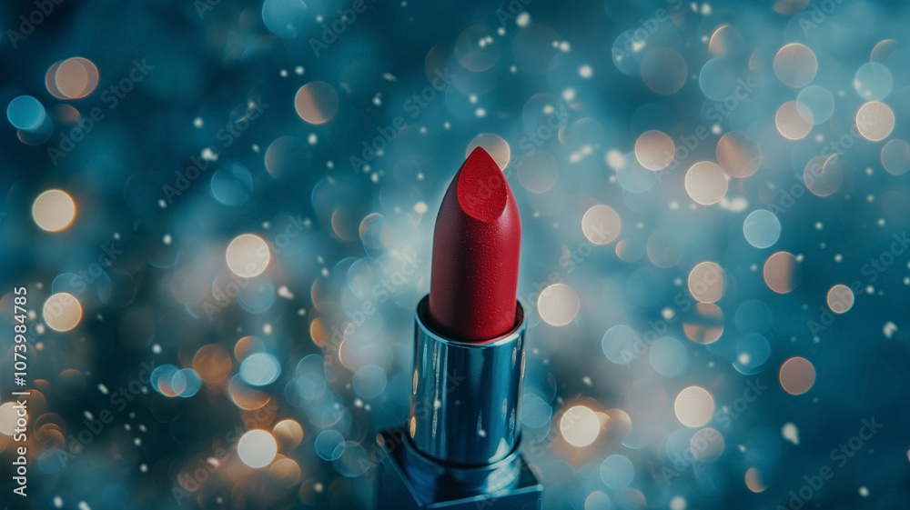 Red lipstick close-up on blurred background. Open red lipstick. Cosmetics. Beauty and makeup concept. Photo for cosmetics advertising. Colored lipstick for professional makeup. Makeup product Red lipstick close-up on blurred background. Open red lipstick. Cosmetics. Beauty and makeup concept. Photo for cosmetics advertising. Colored lipstick for professional makeup. Makeup product