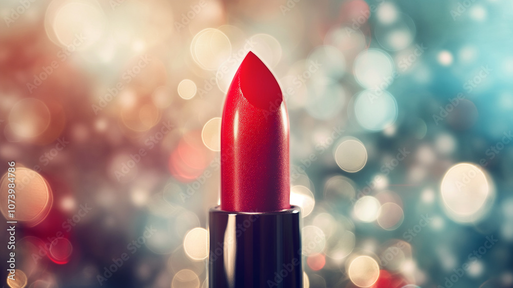 Red lipstick close-up on blurred background. Open red lipstick. Cosmetics. Beauty and makeup concept. Photo for cosmetics advertising. Colored lipstick for professional makeup. Makeup product Red lipstick close-up on blurred background. Open red lipstick. Cosmetics. Beauty and makeup concept. Photo for cosmetics advertising. Colored lipstick for professional makeup. Makeup product