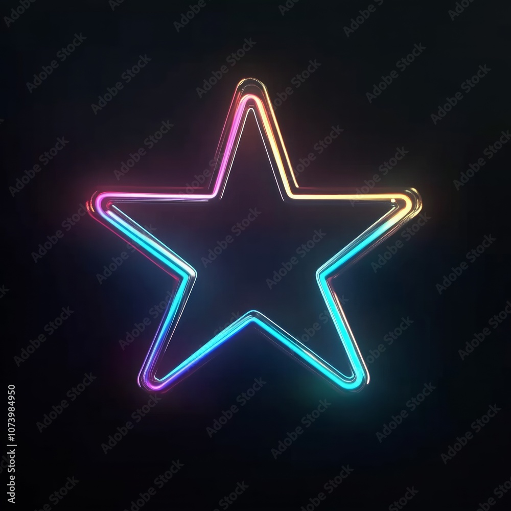 glowing neon star, black background glowing neon star, black background