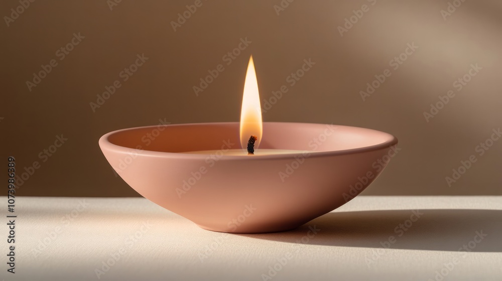a candle flame in a pink pastel bowl, a candle flame in a pink pastel bowl,