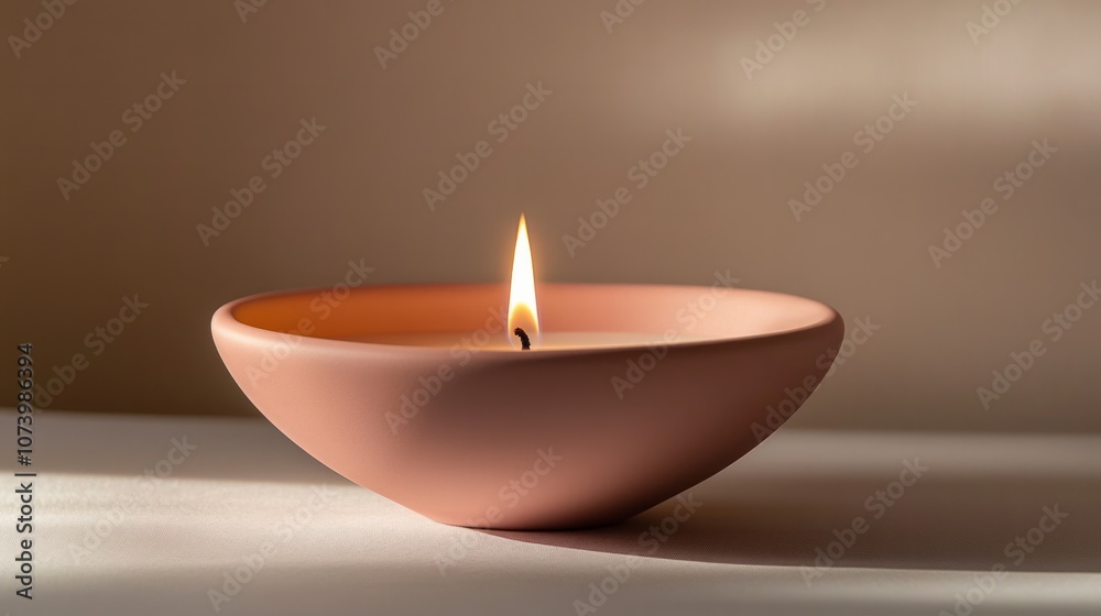 a candle flame in a pink pastel bowl, a candle flame in a pink pastel bowl,
