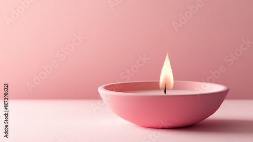  a candle flame in a pink pastel bowl, 