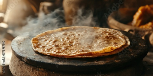 Homemade Indian Chapati with Puffed Rice photo