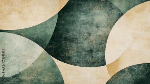 Earthy Abstract Design in Forest Green, Light Taupe, and Pale Yellow – Layered Geometric Patterns with Gentle Texture, Perfect for Modern Interior Decor and Visual Branding with Organic Vibes