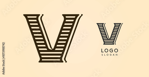 Vintage western letter V, country stylish old lettermark for retro bar logo, BBQ cafe, tattoo salon, saloon plaque, alcohol label. Vector illustration