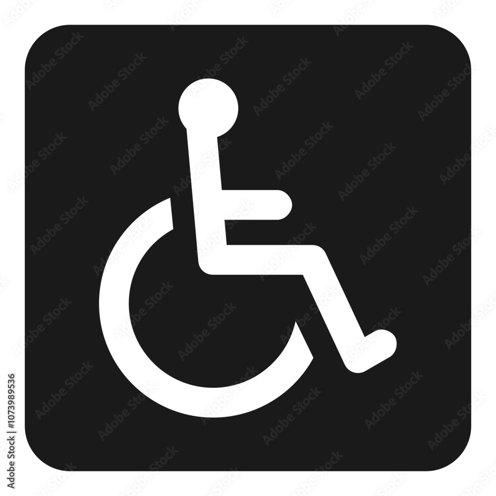 Wheelchair accessible disabled sign icon with person in a wheelchair on black background vector Wheelchair accessible disabled sign icon with person in a wheelchair on black background vector
