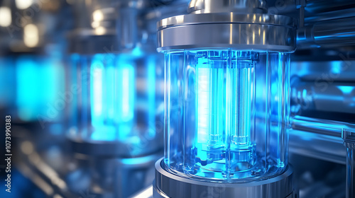 Futuristic nuclear fusion reactor advanced clean energy technology 3d illustration