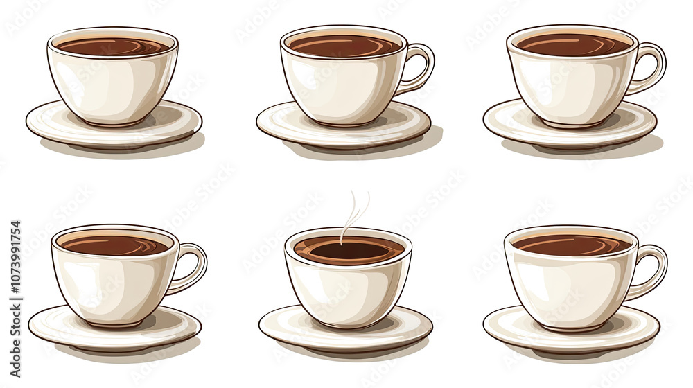 Coffee Cups on Saucers Isolated on Transparent Background Generative AI Coffee Cups on Saucers Isolated on Transparent Background Generative AI
