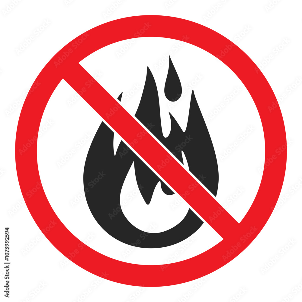 No fires or open flames sign with red prohibited symbol vector No fires or open flames sign with red prohibited symbol vector