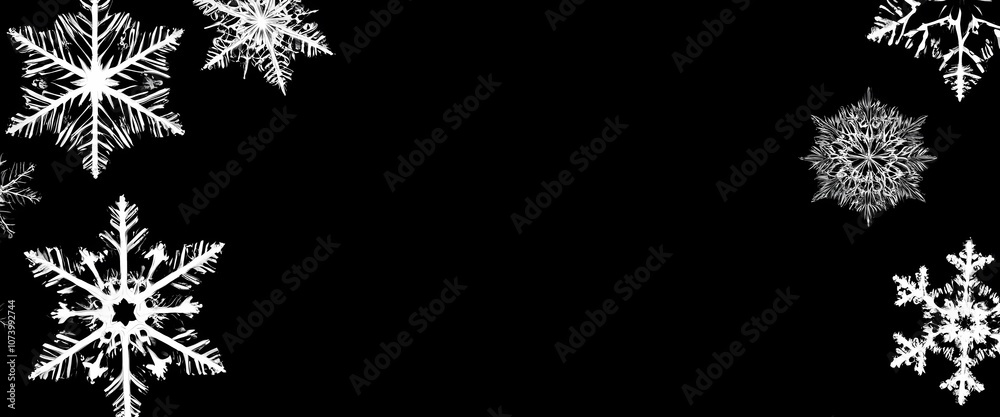 A peaceful winter background with intricately designed snowflakes frame contrast background, banner A peaceful winter background with intricately designed snowflakes frame contrast background, banner