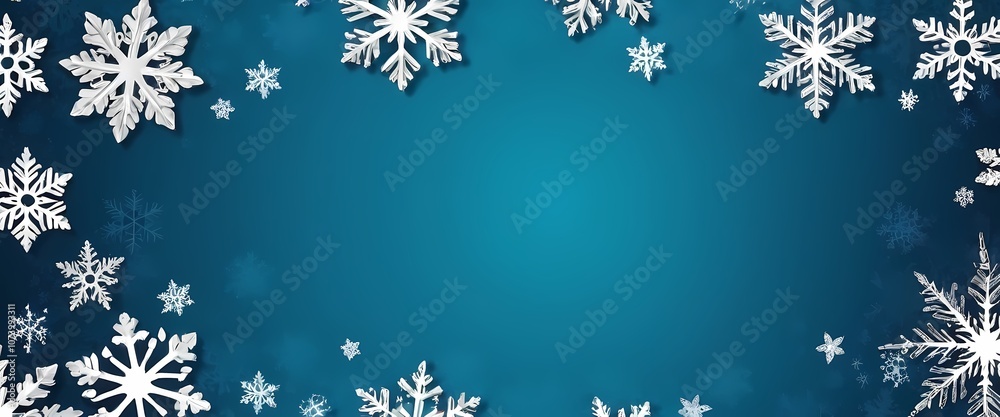 A peaceful winter background with intricately designed snowflakes frame contrast background, banner A peaceful winter background with intricately designed snowflakes frame contrast background, banner