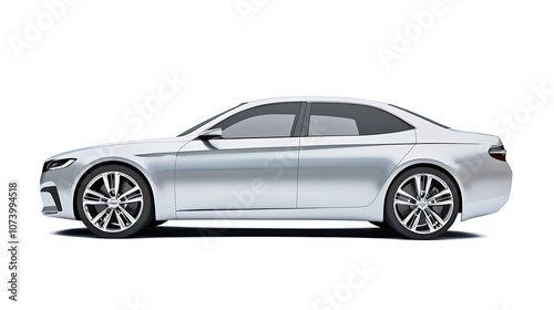 Silver modern sedan concept car isolated on white background