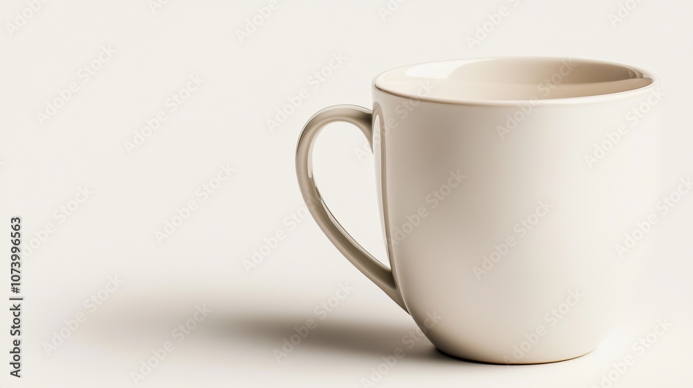 Minimalistic white cup close-up, isolated on white background, perfect for drinkware advertisement, sleek and contemporary design Minimalistic white cup close-up, isolated on white background, perfect for drinkware advertisement, sleek and contemporary design