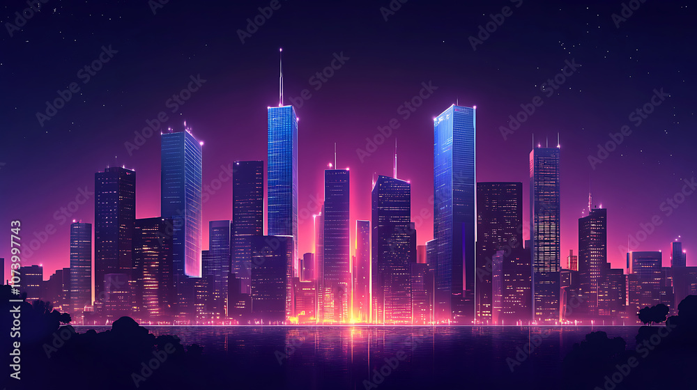Dramatic urban night scene a dark and moody cityscape concept illustration