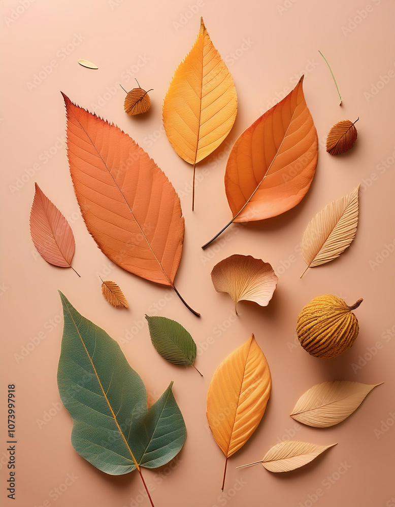 Obraz premium autumn leaves, isolated on a pastel