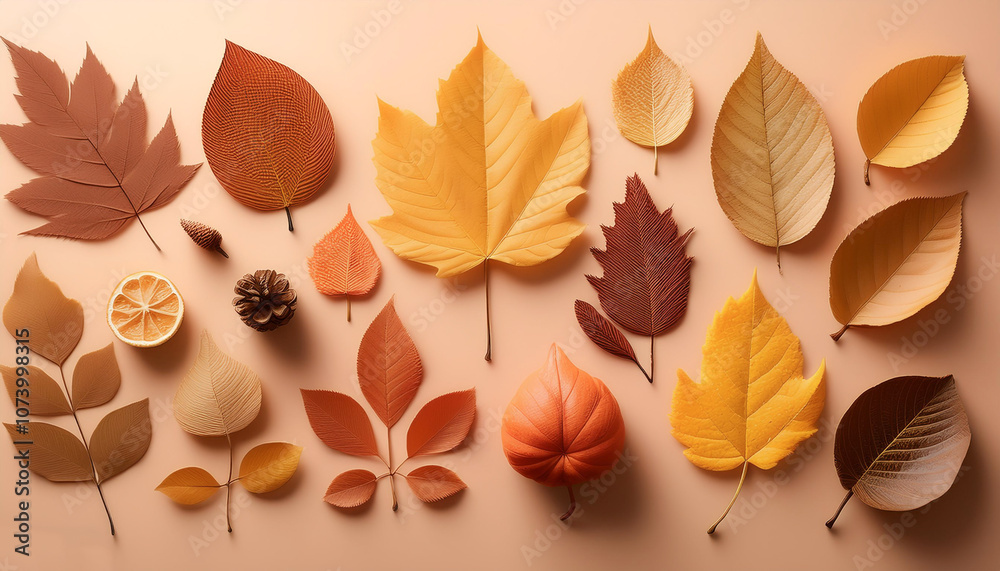 autumn leaves, isolated on a pastel autumn leaves, isolated on a pastel