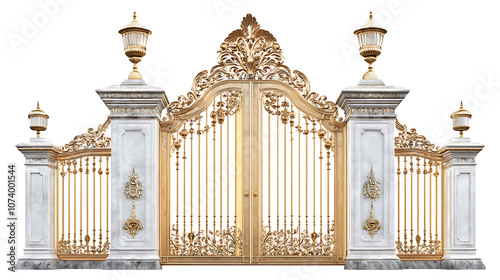 Pearly gates of heaven isolated on white background religious symbolism digital illustration