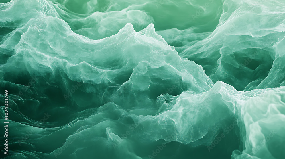 Obraz premium Soothing green waves abstract background natureinspired graphic design