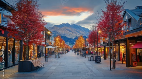Scenic Street in Queenstown, New Zealand photo