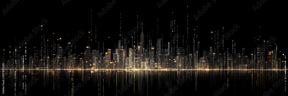 Obraz premium Abstract Digital Cityscape with Binary Code Aesthetic