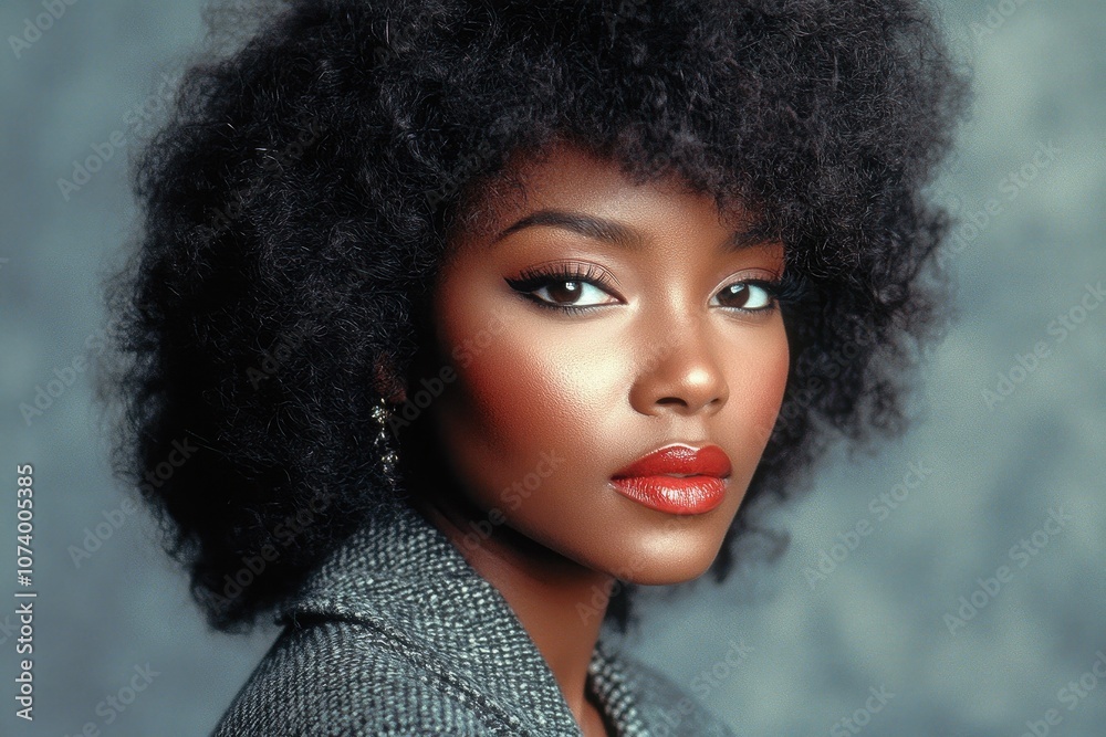Close up of a woman with afro hair. Perfect for illustrating articles about beauty, fashion, and empowerment. Close up of a woman with afro hair. Perfect for illustrating articles about beauty, fashion, and empowerment.