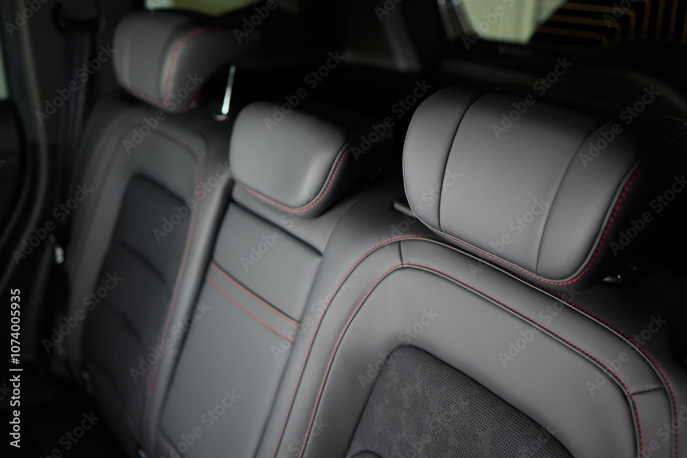 Car back seat with headrest and arm rest, a comfortable automotive fixture Car back seat with headrest and arm rest, a comfortable automotive fixture