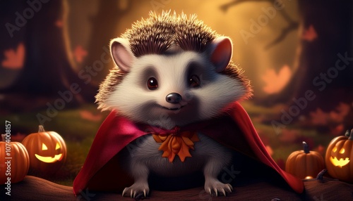 Cute hedgehog in a cape
