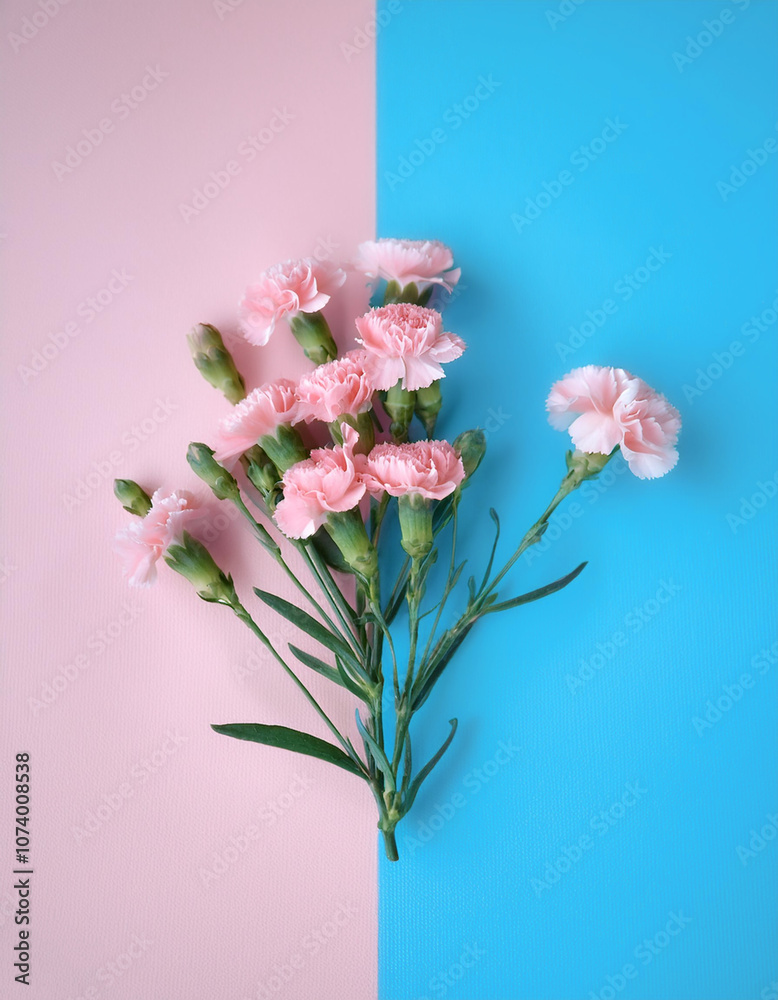 clove plant, isolated on a soft blue and Pink Pastel clove plant, isolated on a soft blue and Pink Pastel