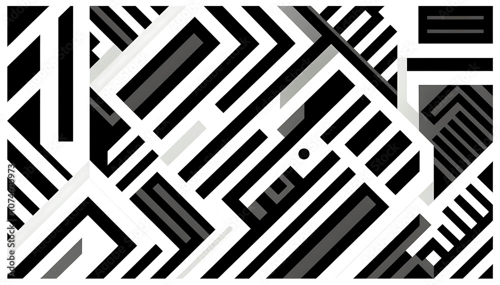 Bold black and white geometric pattern with clean, modern lines Bold black and white geometric pattern with clean, modern lines