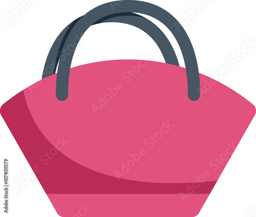 Pink woman bag with handles for shopping or fashion style, isolated on white background