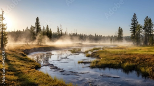 Misty Morning River