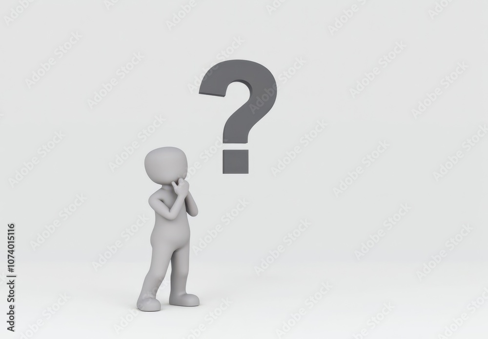 gray man 3d model thoughtful next to him question mark gray man 3d model thoughtful next to him question mark