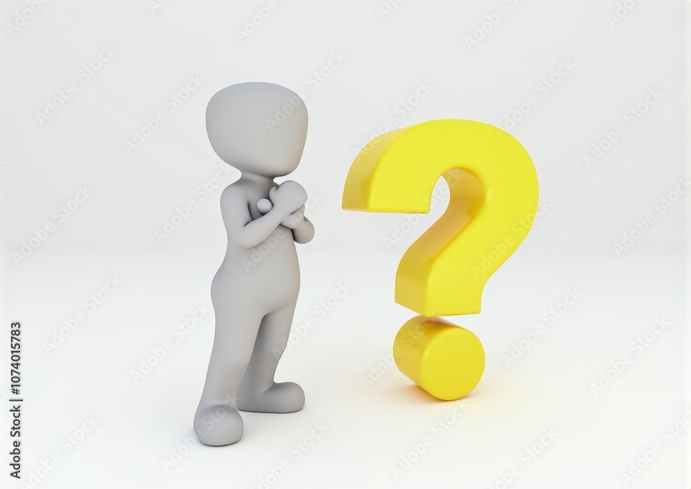gray man 3d model thoughtful next to him question mark gray man 3d model thoughtful next to him question mark