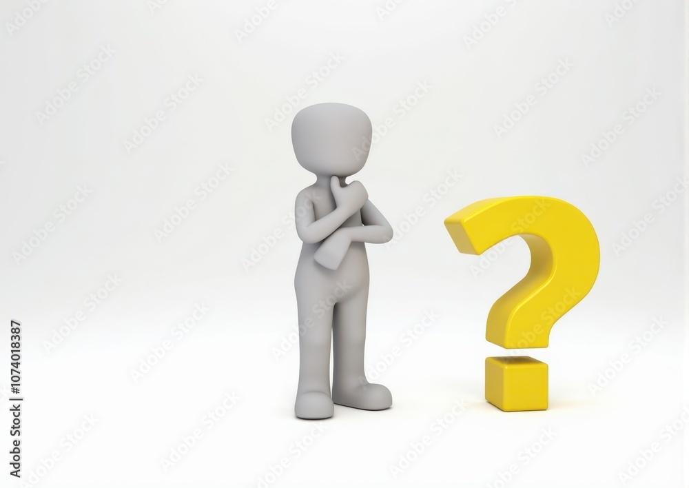 gray man 3d model thoughtful next to him question mark gray man 3d model thoughtful next to him question mark