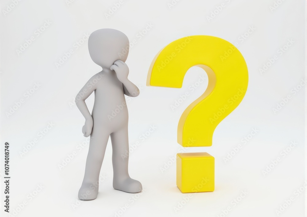 gray man 3d model thoughtful next to him question mark gray man 3d model thoughtful next to him question mark