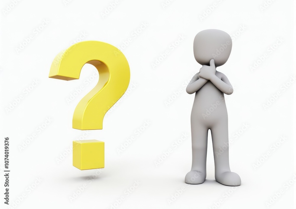 gray man 3d model thoughtful next to him question mark gray man 3d model thoughtful next to him question mark