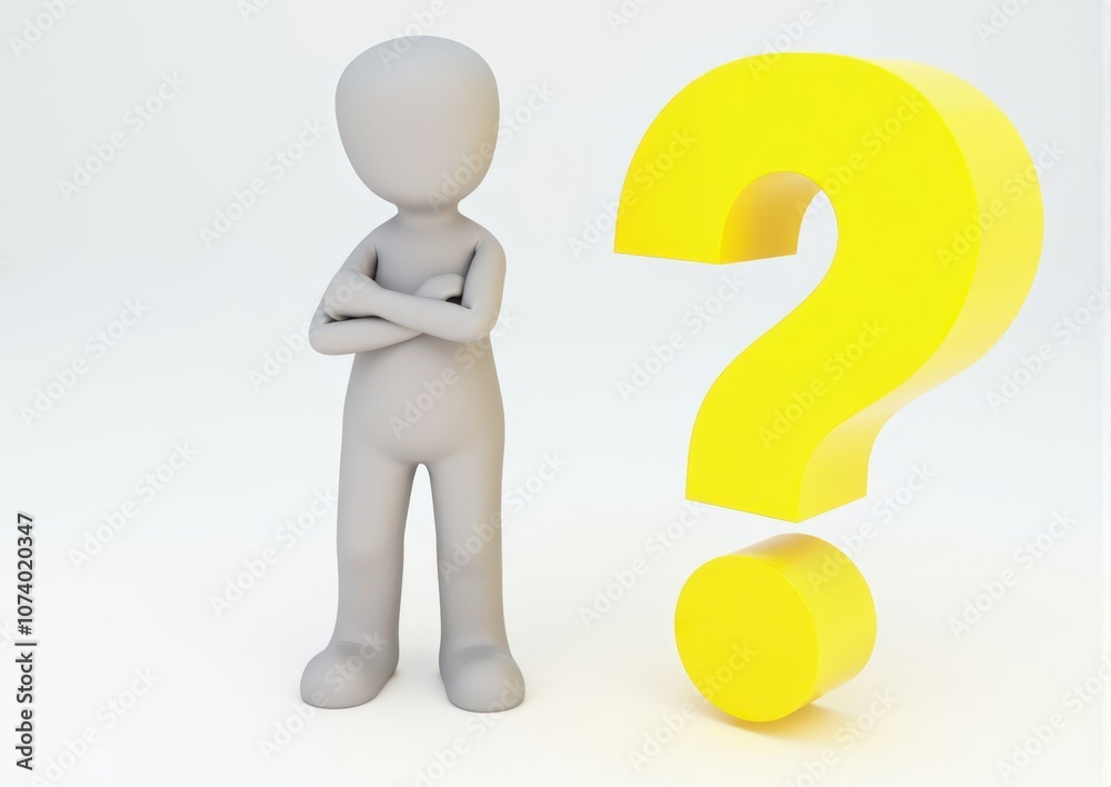 gray man 3d model thoughtful next to him question mark gray man 3d model thoughtful next to him question mark
